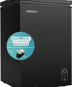 EUHOMY 3.5 Cu Ft Chest Freezer with Wheels Adjustable Thermostat Quiet Energy Saving Black