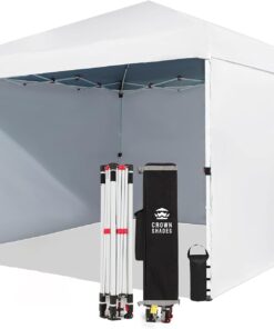 CROWN SHADES 10x10 Instant Canopy Pop Up Tent with Center Lock 4 Sidewalls White