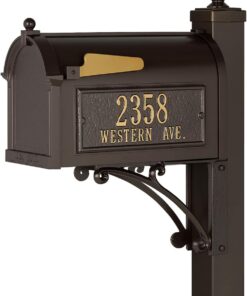 Whitehall Products Deluxe Mailbox Package Aluminum French Bronze with Side Plaques