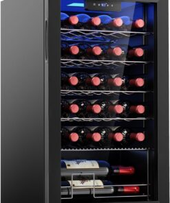 EUHOMY 25 Bottle Wine Cooler Refrigerator Freestanding Compressor with Digital Control