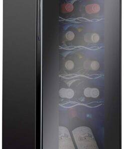 Ivation 12 Bottle Compressor Wine Cooler Refrigerator with Lock Digital Control Glass Door