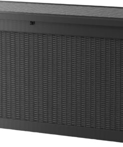 TARKARI 320 Gallon Resin Deck Box Lockable Waterproof UV Resistant Outdoor Storage Black