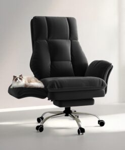 HOMRELEXA Big and Tall Office Chair with Flip Armrests Foot Rest Velvet Reclining Desk Chair
